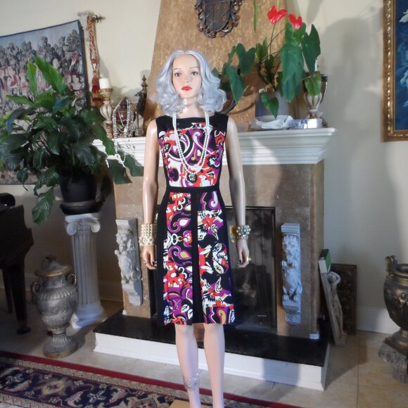 Etro Black Sheath Dress with Multicolor Floral Print Panels – IT 44 / US 8 - Picture 2 of 16